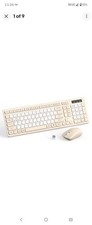 Wireless Keyboard And Mouse Combo Full-Sized Adjustable DPI 2.4GHz Latte picture