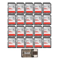 SanDisk 64GB 140 MBs Memory Card 20 pack with 2 in 1 USB Memory Card Reader picture