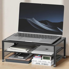 2-Tier Computer Monitor Stand Riser, Laptop Stand for Desk, Desk Organizer for O picture