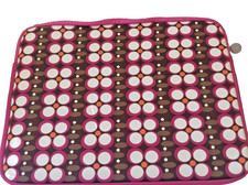 CUL-DE-SAC 15 INCH LAPTOP HOLDER CASE ZIPPER BROWN PINK CIRCLES 11 X 14 1/2 NWT picture