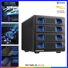 4 Bay Hard Drive Enclosure Aluminum Cooling Fan 2.5 3.5 Inch SATA HDD SSD 80TB picture