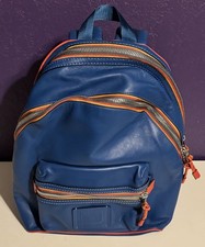 Coach Academy Leather Backpack Blue Varsity Zipper Travel Laptop New Rare $595 picture