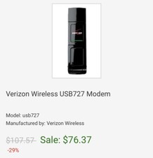 VERIZON WIRELESS USB727 MODEM IN ORIGINAL BOX W/CD MANUAL picture