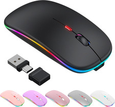 LED Bluetooth Wireless Mouse for Macbook Air Mac Pro Laptop Ipad–Black picture