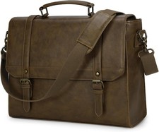 Mens Messenger Bag 15.6 Inch Vintage Leather Laptop Briefcase Bag picture