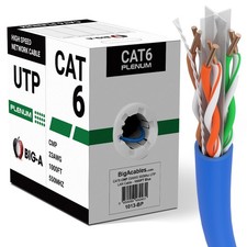 Cat6 Plenum Ethernet Cable 1000ft CMP 23AWG 550MHz Solid 10 Gigabit Network Wire picture