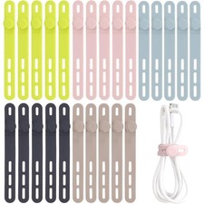 Reusable Silicone Cable Ties 25 Pcs High Elasticity Cord Wraps for Electrical picture