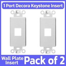 2 Pack Keystone Wall Plate Insert One Port 1 Keystone Jack Fits Decora Wallplate picture