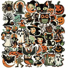 Eclazul Halloween Vintage Stickers Bulk - 50 Pcs 2.0-3.5 inches, Multicolor picture