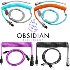 Keyboard Coiled GX16 Sleeved Aviator USB-C Mechanical Braided Gaming Cable 4ft picture