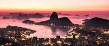 Landscape city lights neon purple synthwave brazil rio Custom Gaming Mat Desk picture