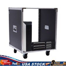 12U Cabinet Rolling Network Rack Audio Studio Video Telecom Equipment Rack Black picture