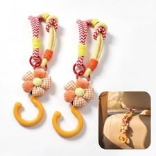2 PCS Boho Floral Car Seat Hooks, Cute Flower Hanging Organizer Hook with Col... picture