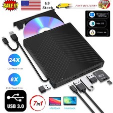 7in1 External USB 3.0 DVD CD RW Writer Drive Burner Reader Player For Laptop PC picture