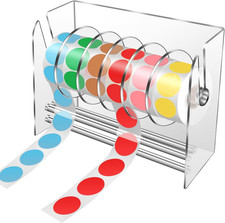 Label Dispenser, Adjustable Sticker Roll Holder, 6 Disks Acrylic Organizer picture