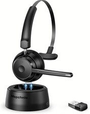 Mopchnic Bluetooth Headset with Dongle and AI Noise-Canceling Microphone - Black picture