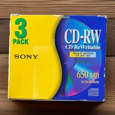 Sony CD-RW CD ReWritable for High Speed Drive Discontinued New Sealed 3 Pack picture