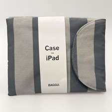 Baggu Gray Striped iPad Tablet Padded Canvas Sleeve Case Fleece Lined NWT picture