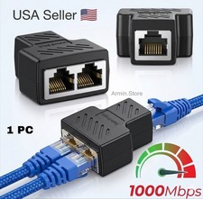 RJ45 Splitter Adapter 1 to 2 Ways Dual Female Port CAT6/5/7 LAN Ethernet Cable picture