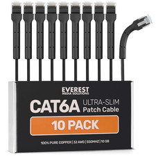 Everest Ultra Slim Cat6A Ethernet Patch Cables 1Ft (10-Pack) Black picture