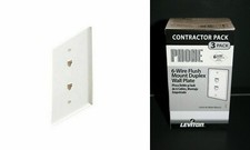Leviton C2676-W 6-Wire Flush Mount Double Phone Jack Wall Plate, White, 3 PACK picture