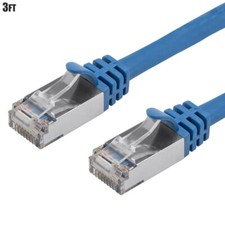 3FT CAT7 RJ45 Network LAN Ethernet S/FTP Cable Shielded 10Gbps 600MHz 26AWG Blue picture