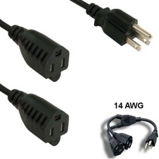 Kentek 1Ft NEMA 5-15P to NEMA 5-15R x2 Power Extension Y-Splitter Cord 14AWG 15A picture