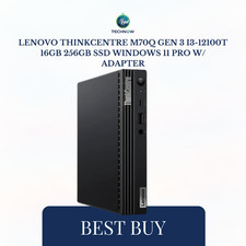 Lenovo ThinkCentre M70q Gen 3 i3-12100T 16GB 256GB SSD Windows 11 PRO W/ ADAPTER picture
