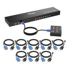 Yinker 1U Rackmount KVM Switch 8 Port VGA USB w/ 8 Cables Desktop Selector picture