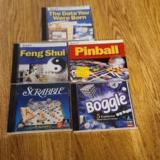 Snap PC CD-ROM Software Lot of 5: Scrabble, Boggle, Feng Shui, Pinball, Date picture