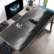 1pc Large Size Esports Gaming Mouse Pad, Samurai Silhouette Black And White St picture