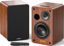 Saiyin Bluetooth Bookshelf Speakers, 40W X 2 Powered TV 4 Inch Woofer, WOODEN picture