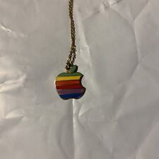 Vintage 80s 90s Apple Rainbow Pendant Apple Computer Necklace Macintosh Computer picture