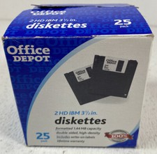 NEW 25 Office Depot 2HD IBM Formatted 3.5” Floppy Disks Diskettes 1.44 MB picture