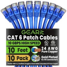 Versatile Cat 6 Ethernet Cable 10ft - 10-Pack for Fast, Secure Data Transfer picture
