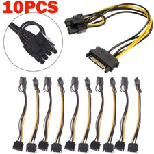 10x 15-pin SATA Male to 8-pin (6+2) PCI-E PCI Express Power Adapter Cable 8