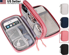 CAOODKDK Electronic Organizer Travel USB Cable Large, Double Layer - Pink picture