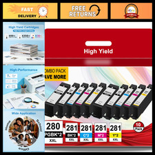 10 Pack Compatible Ink Cartridges for Canon 280 281 PGI-280 CLI-281 - High Yield picture