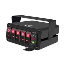 5 Gang Aluminum Rocker Switch Panel Red Backlit with PD Type C and 5 Gang Red picture