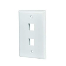 (6 PCS.) 2 PORT, WHITE PLASTIC, SINGLE GANG PLASTIC WALL PLATE. NOS/NIB. picture