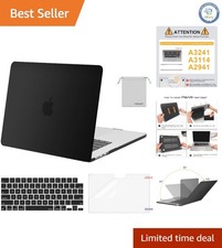 Elegant Black MacBook Air 15 Inch Hard Shell Case with Screen Film & Storage Bag picture