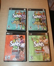 THE SIMS 2 Expansion Pack BUNDLE LOT SET of 4 Bon Voyage University Business PC picture