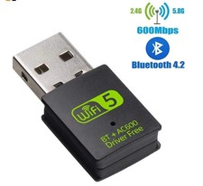 USB WiFi Bluetooth Adapter 600Mbps Dual Band 2.4/5Ghz Wireless Network Receiver picture