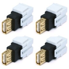 4 Pcs USB 2.0 Type A Female to Female Keystone Jack Coupler Snap In Insert White picture