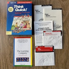 Think Quick Vintage Apple II Game The Learning Company Big Box w Disk & Manuals picture