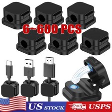 6~600 Pack Magnetic Cable Clips & Cord Holder, Under Desk Cable Management Lot picture