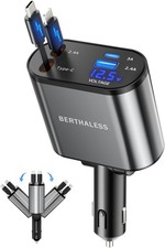 Retractable Car Charger,4 in 1 Fast Charging Car Charger with USB-C & USB-A picture