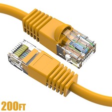 200FT Cat6 RJ45 Ethernet LAN Network UTP Snagless Patch Cable Pure Copper Yellow picture