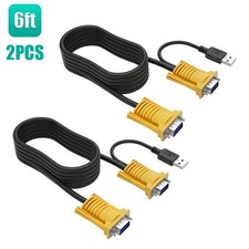 MT-VIKI 2-in-1 USB VGA KVM Cable for USB KVM Switch VGA (6ft 2packs) picture
