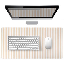 Beige Striped Desk Mat Large Mouse Pad Cute Desk Pad Keyboard Computer Mat picture